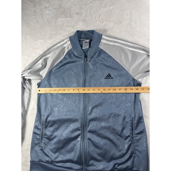 Adidas Embossed Print Track Jacket Full Zip Climalite Women's Blue Gray size XL - Picture 6 of 9